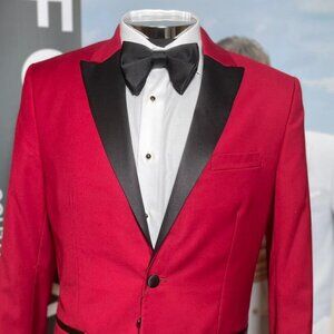 DINNER JACKET BLACK SATIN PEAK LAPEL